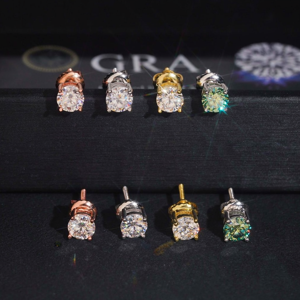 5.0mm Moissanite Solitaire Stud Earrings