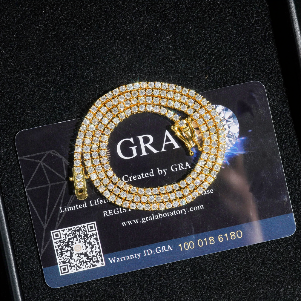 GRA 2mm 3mm 4mm 5mm 6.5mm 8mm moissanite diamond tennis necklace chain