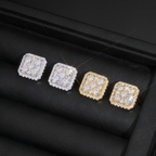 Iced Out Square Moissanite Earrings