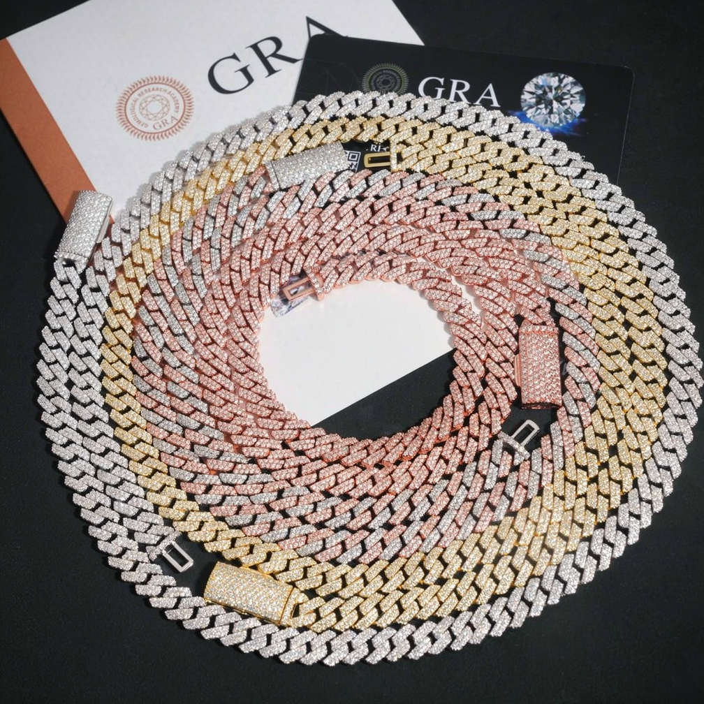 8mm Two Rows Moissanite Cuban Link Chain