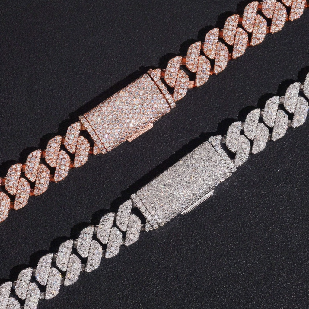10MM 3 Rows Moissanite Cuban Link Bracelet