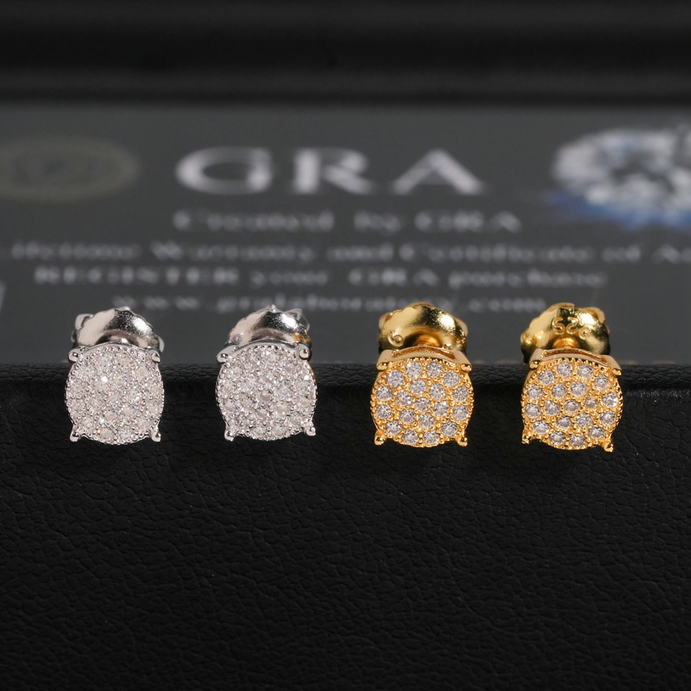Hip Hop Iced Out Moissanite Stud Earrings