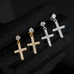 Hip Hop Moissanite Cross Drop Earrings