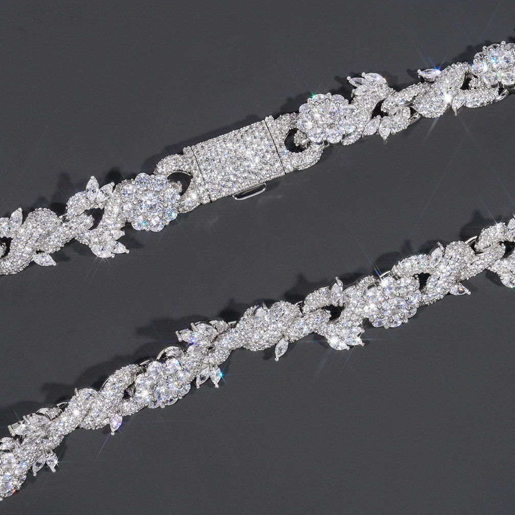 Top Quality Pass Diamond Tester Silver Gold Plated 15MM Cuban Link Chain