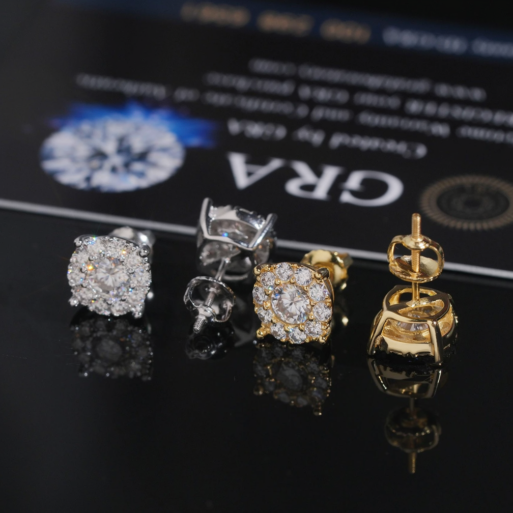 Iced Out Screw Back Moissanite Earrings
