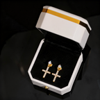 Hip Hop Moissanite Cross Drop Earrings