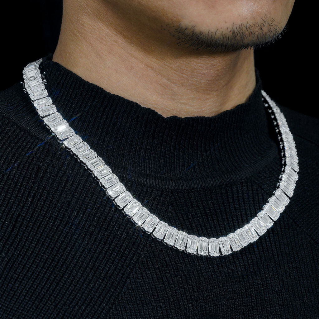Baguette Diamond Luxury 10MM Moissanite Tennis Necklace