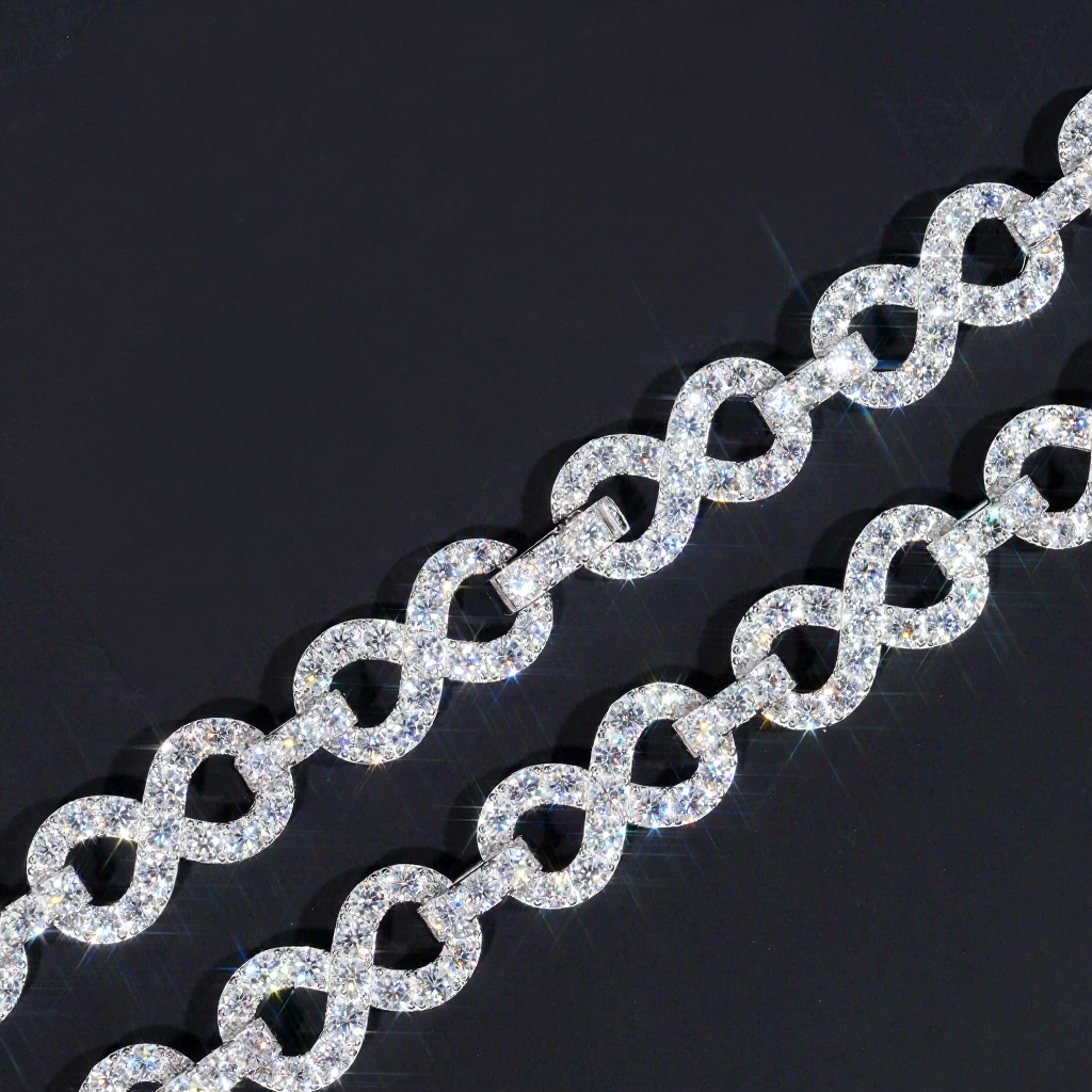 One Row Big Stone 13MM Moissanite Infinity Cuban Link Chain