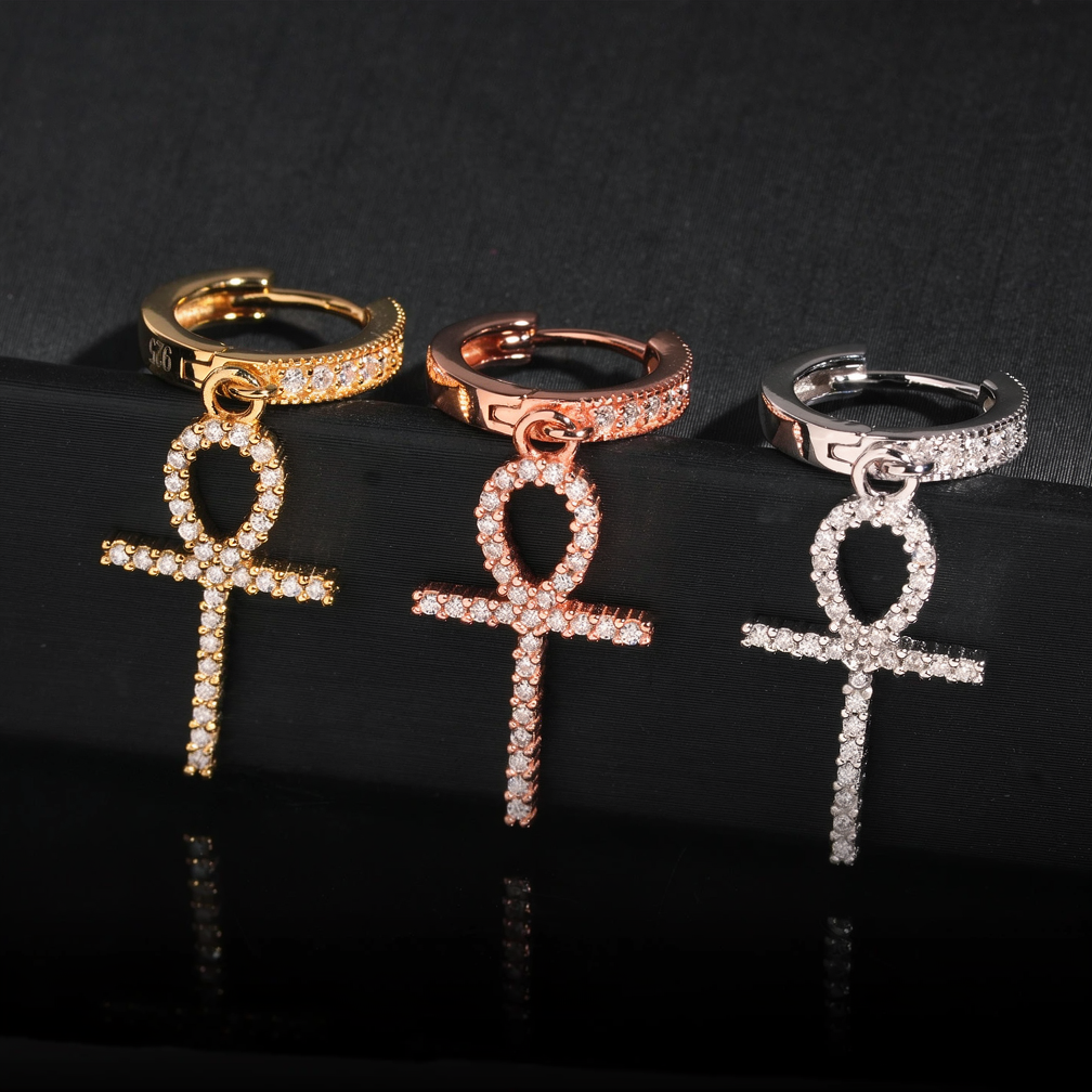 925 Silver VVS Moissanite Cross Classic Earrings
