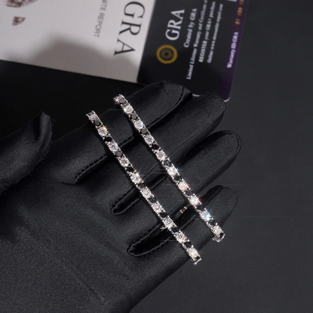 4mm Black Mixed White Moissanite Tennis Bracelet