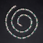 5MM Round Mixed Green Pear Cut Moissanite Tennis Chain