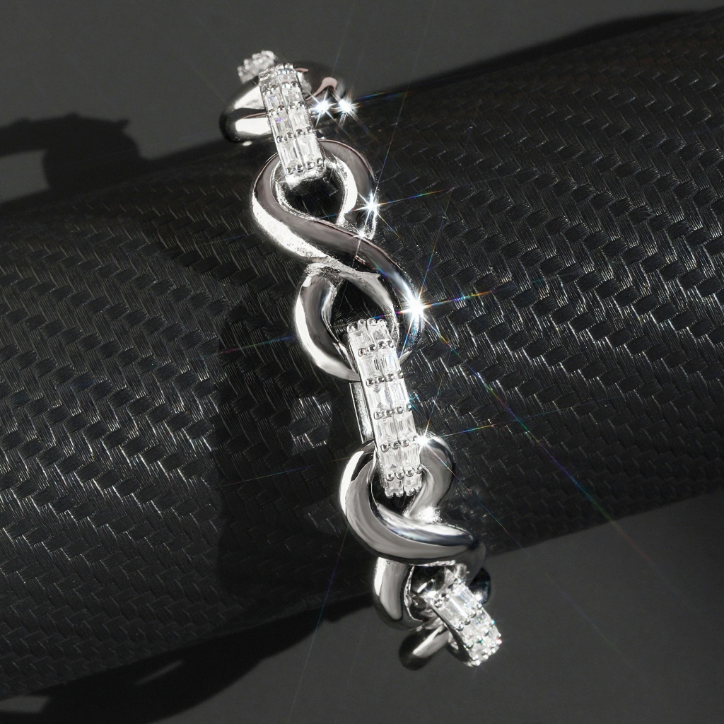 15MM Eternity Moissanite Cuban Link Bracelet