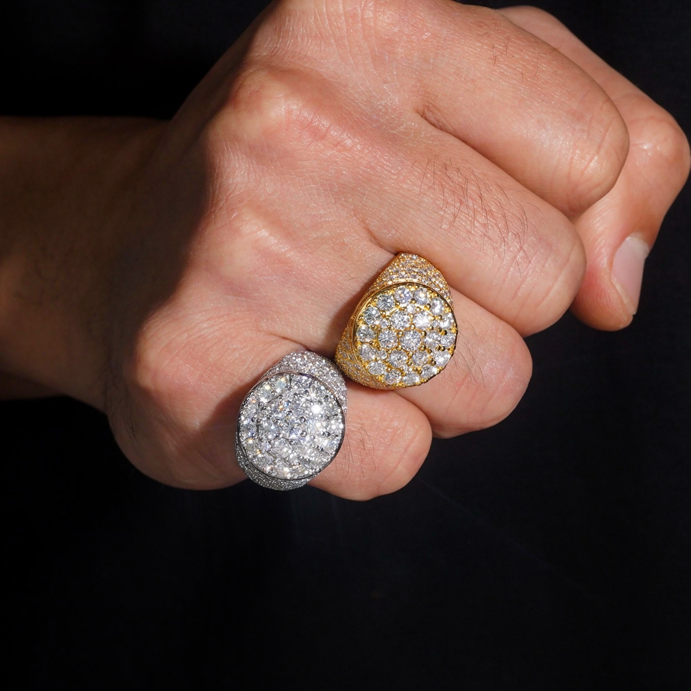 Iced Out Moissanite Mens Ring