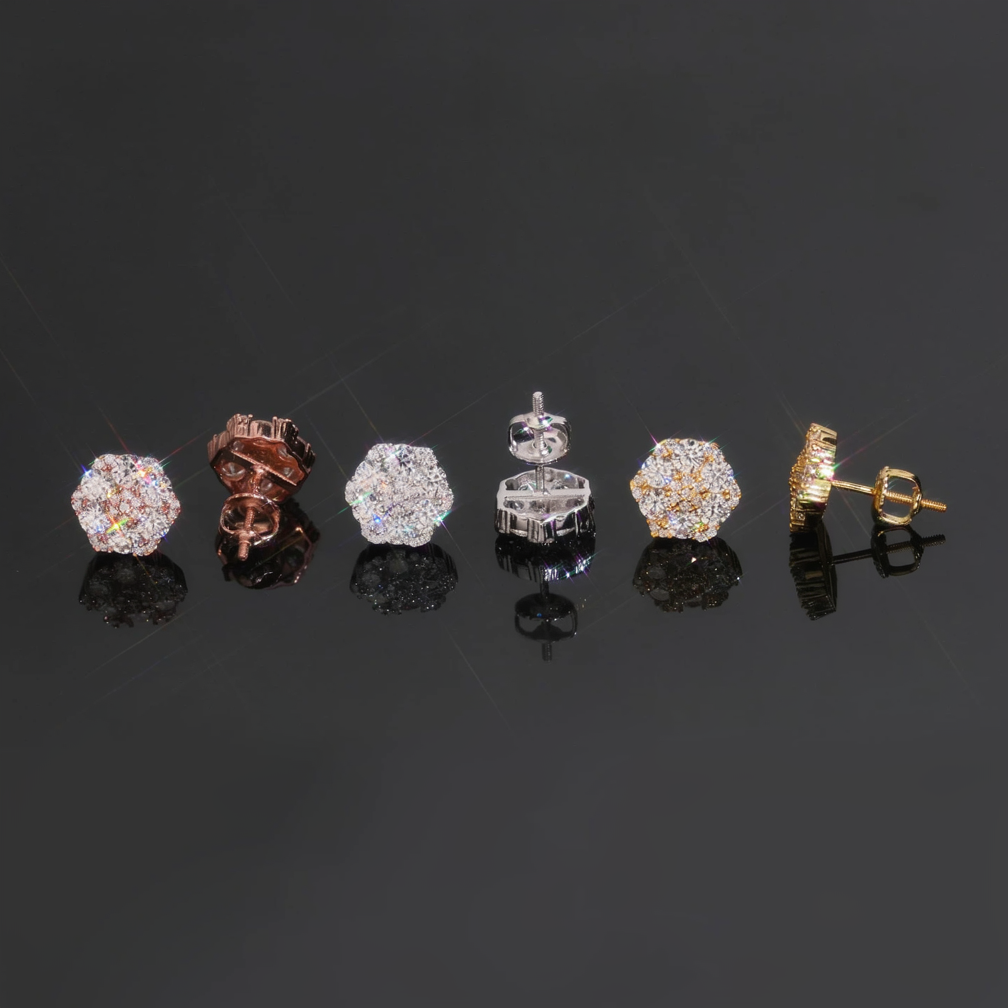 ZUANFA Cluster Moissanite Flower Earrings