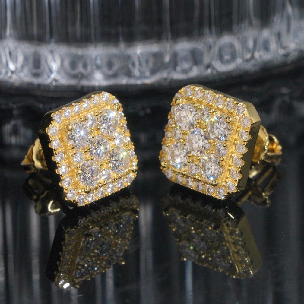 Hip Hop Style Square Moissanite Earrings