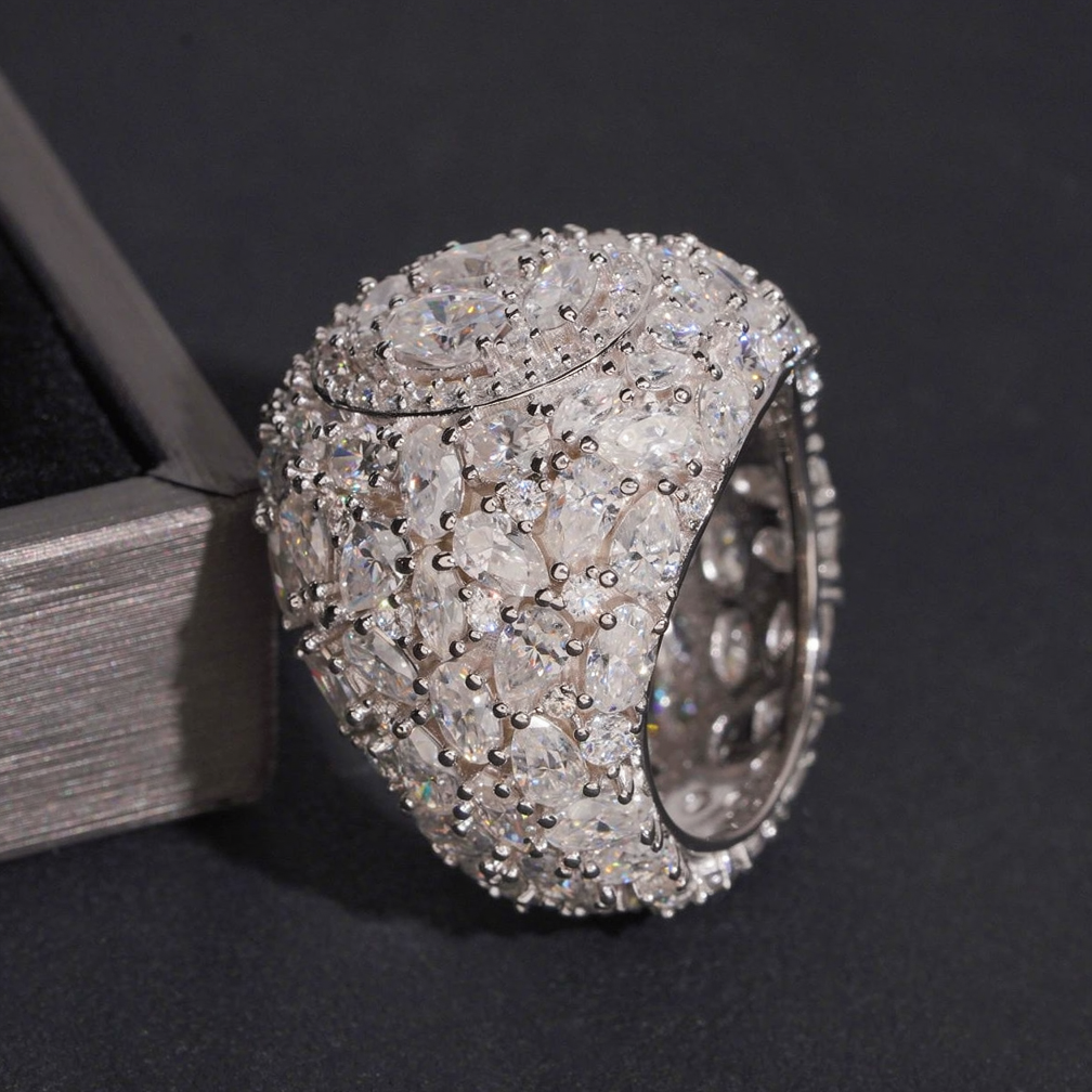 Oval Shape Hip Hop Moissanite Mens Ring