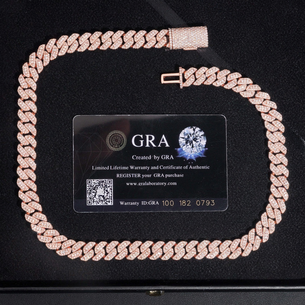 ZUANFA 10MM 3 Rows Moissanite Cuban Link Chain