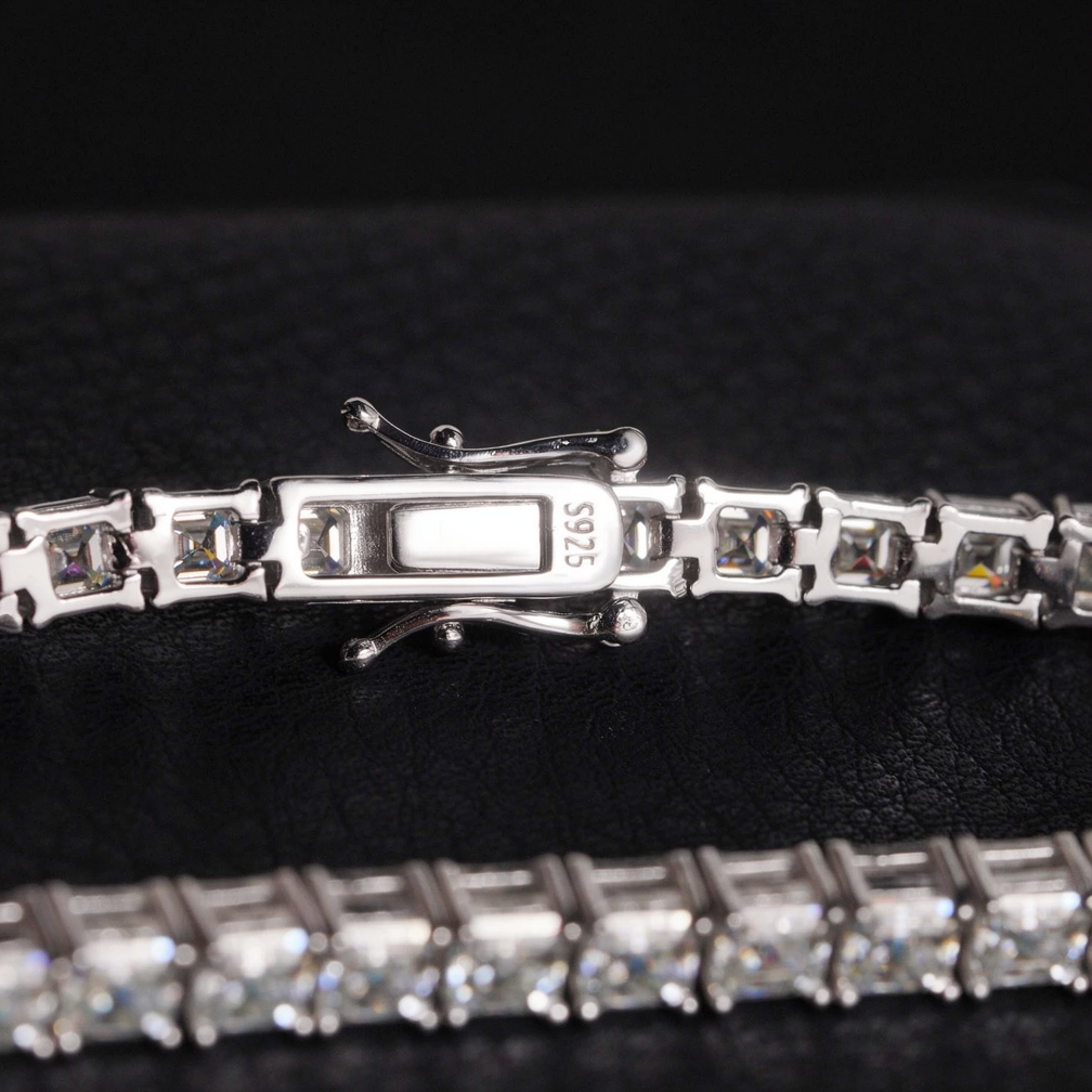 Zuanfa Asscher Cut 4*4mm Moissanite Tennis Bracelet