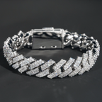 15mm Width Regular Miami Moissanite Solid Silver 925 Cuban Link Chain