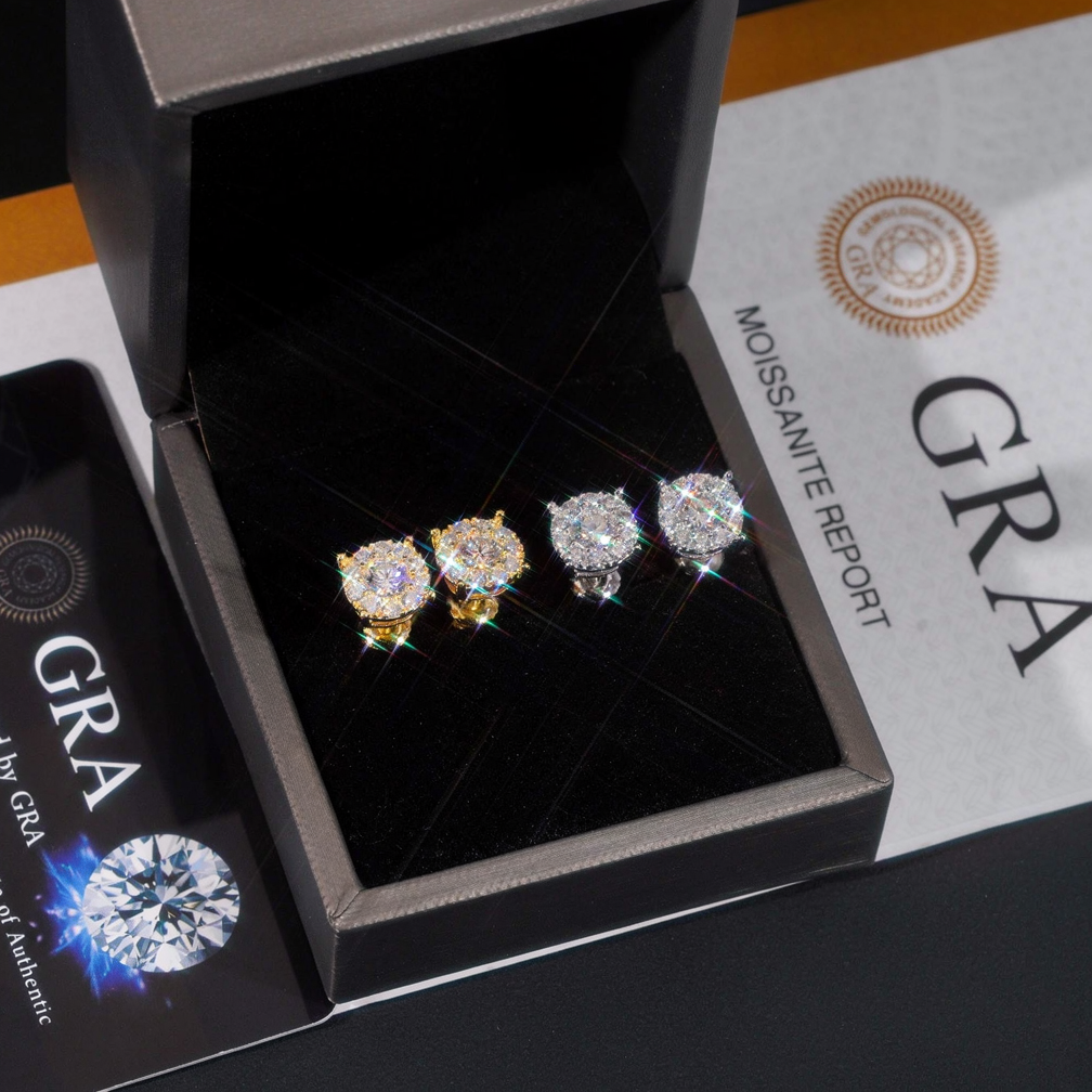Iced Out Screw Back Moissanite Earrings