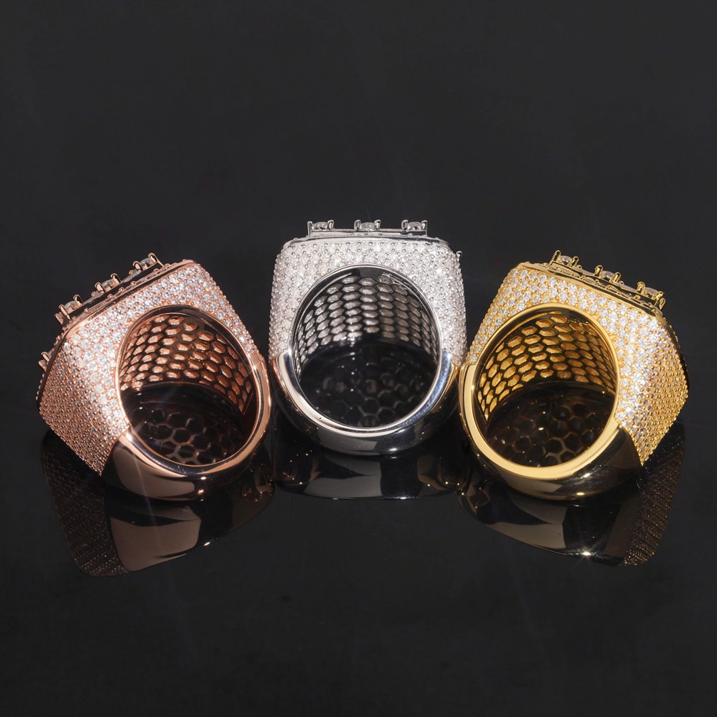 Square Hip Hop Mens Moissanite Ring