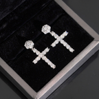 Iced Out Cross Mens Moissanite Earrings