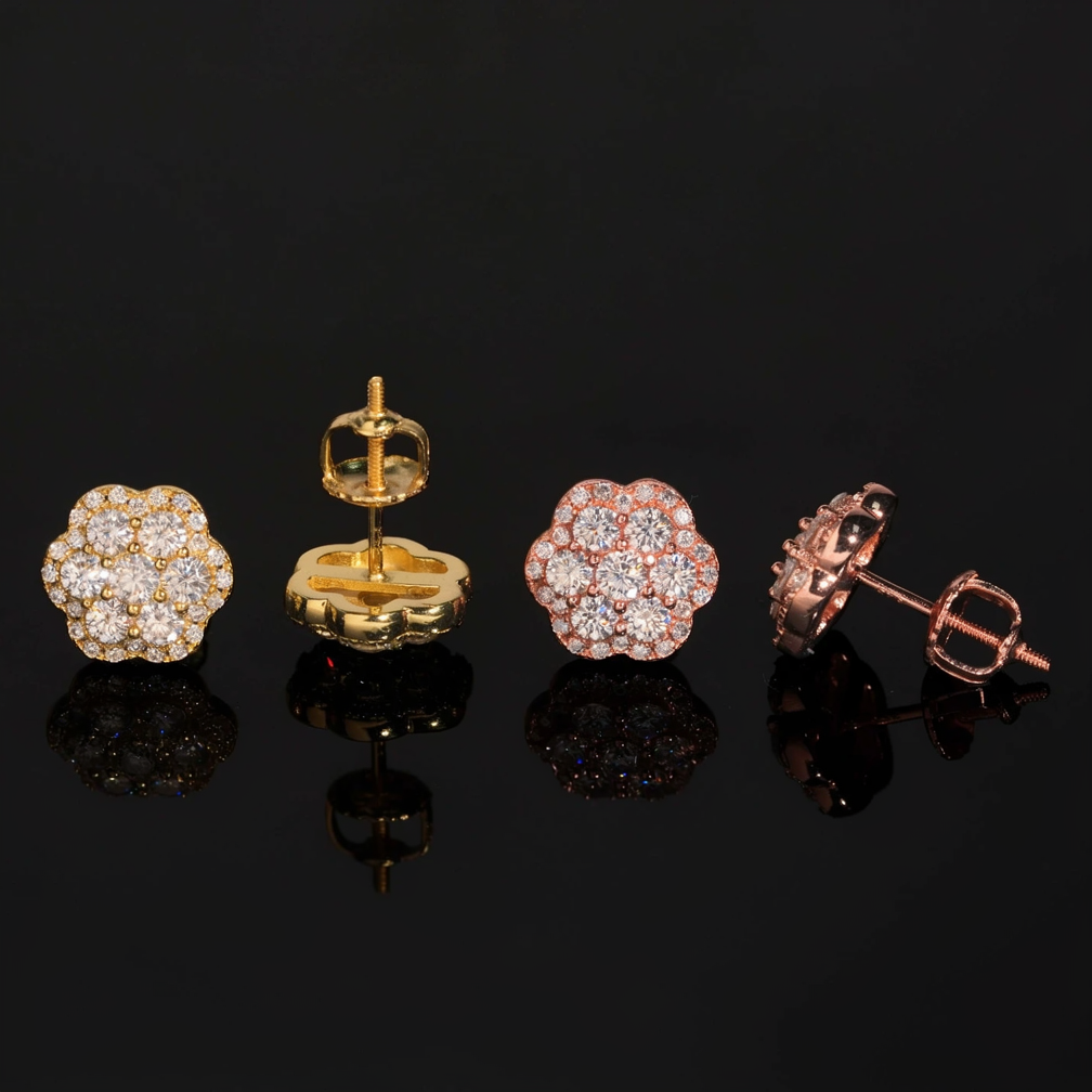 Zuanfa Moissanite Cluster Flower Earrings