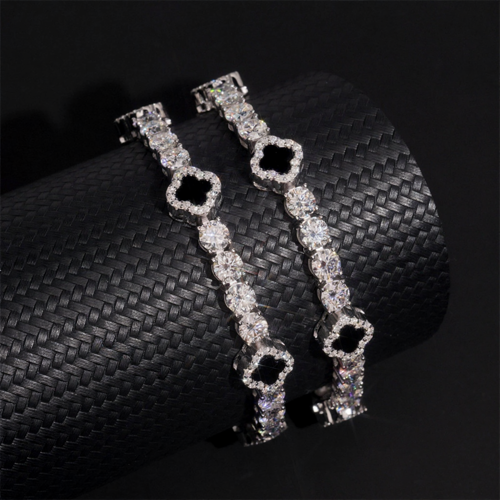 Black Clover Moissanite Tennis Chain