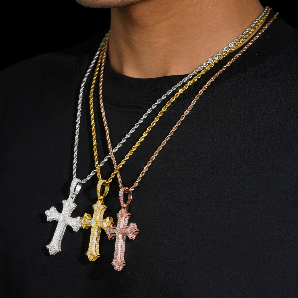 Hip Hop Iced Out Moissanite Cross Pendant