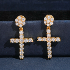 Iced Out Cross Mens Moissanite Earrings