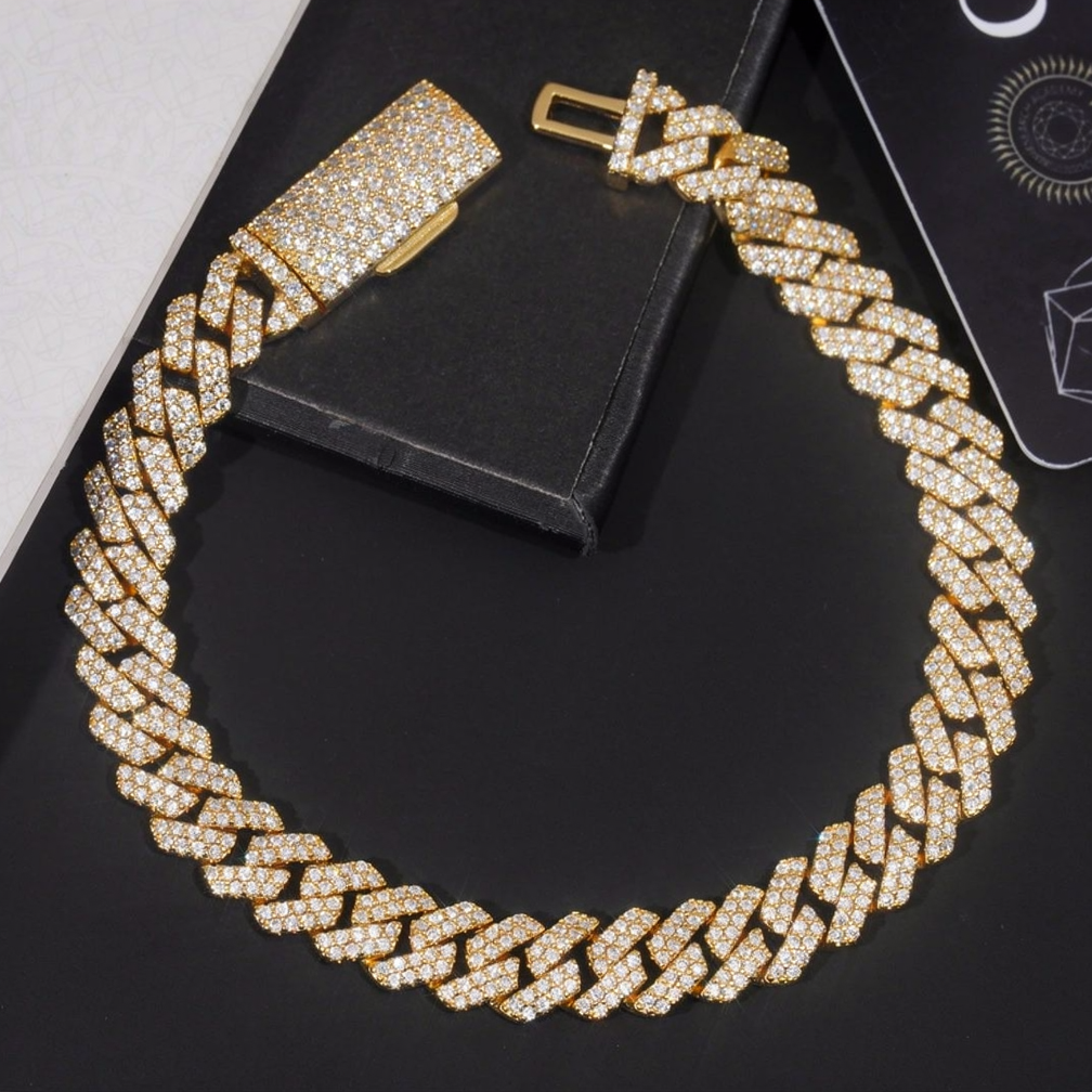 8mm Two Rows Moissanite Cuban Link Chain