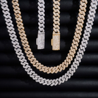 8mm Two Rows Moissanite Cuban Link Chain