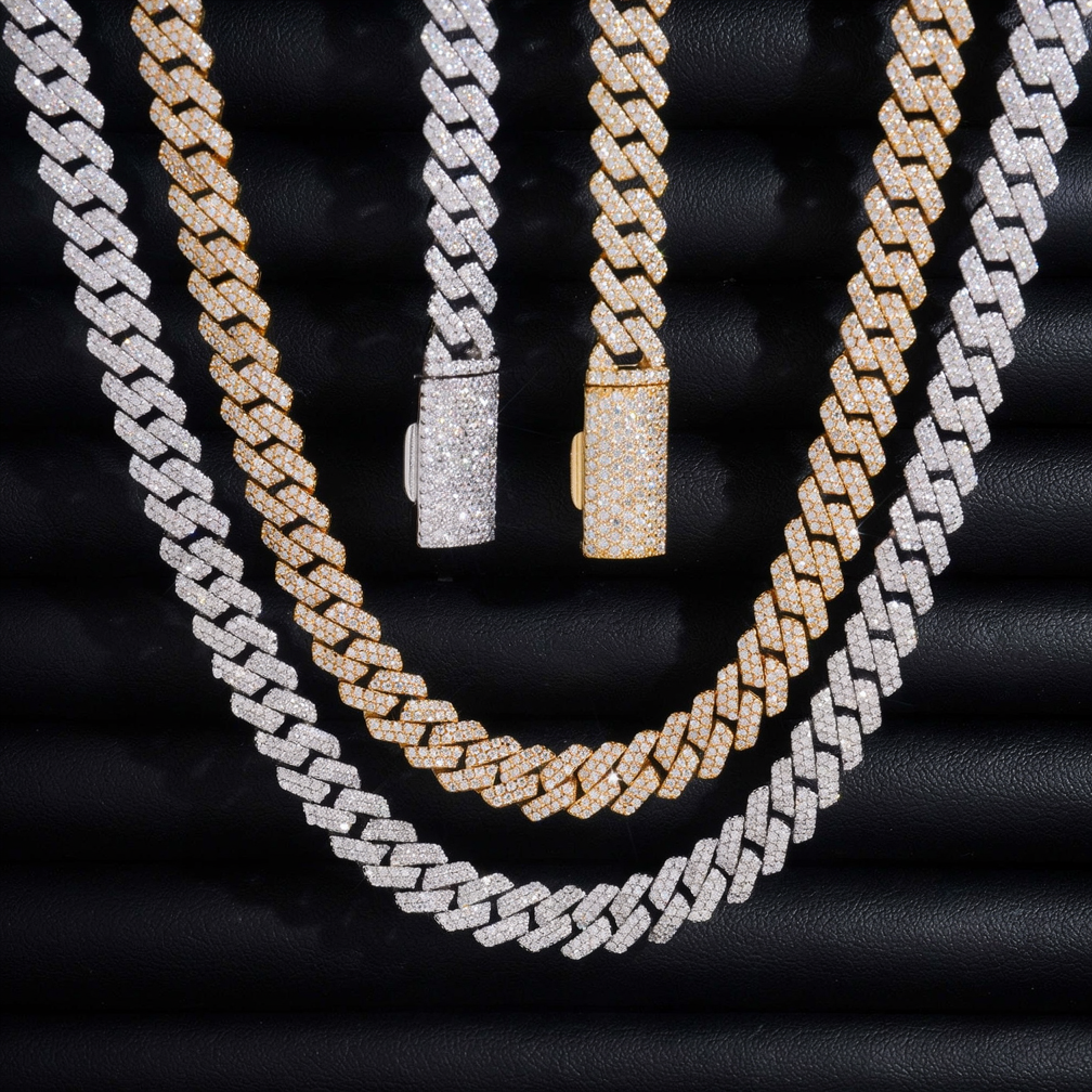 8mm Two Rows Moissanite Cuban Link Chain
