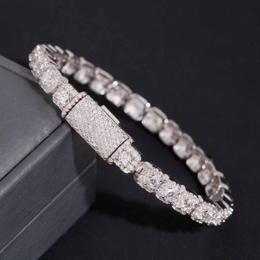 Zuanfa 6MM Moissanite Cluster Tennis Bracelet