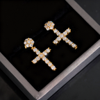 Iced Out Cross Mens Moissanite Earrings