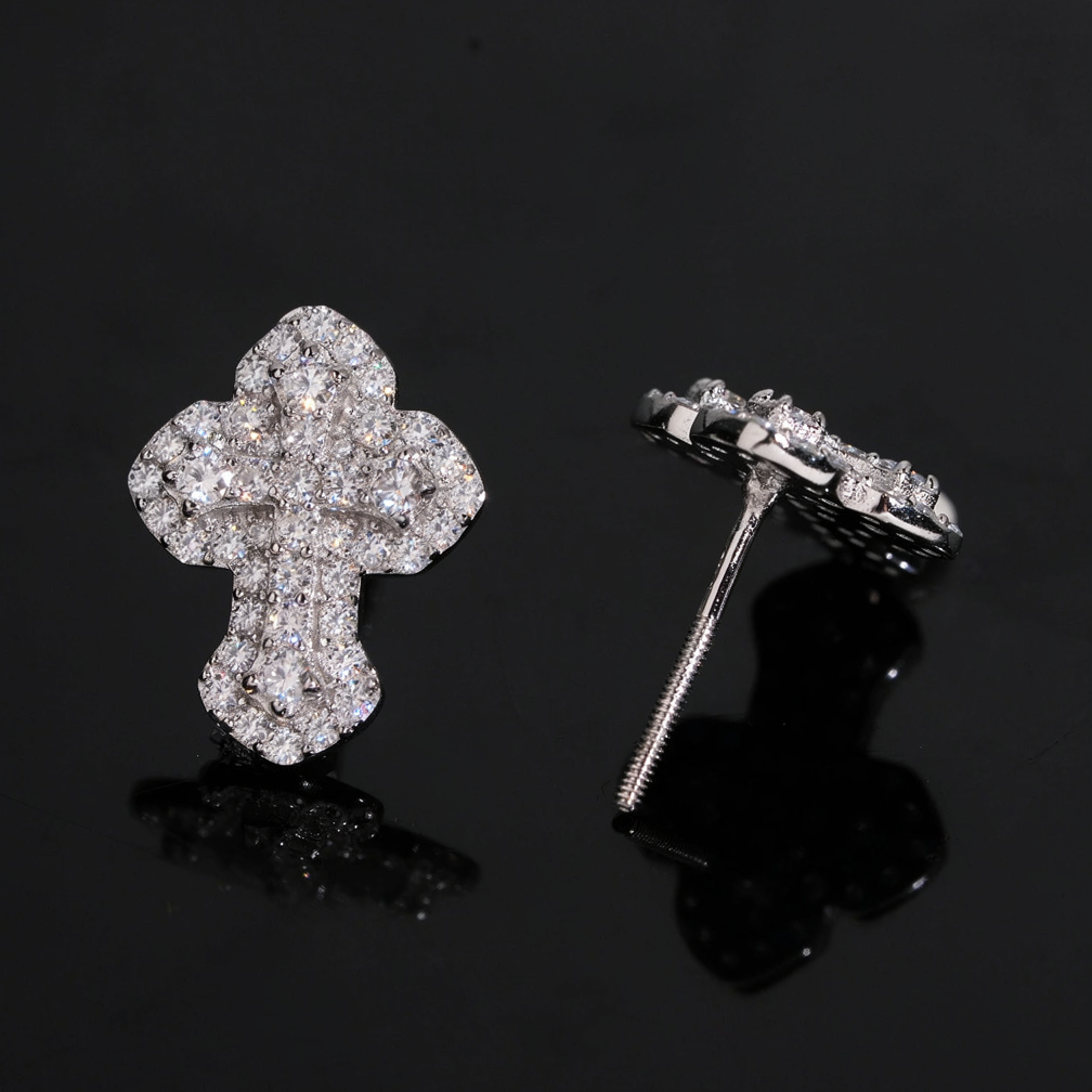 Zuanfa Religious Moissanite Cross Earrings