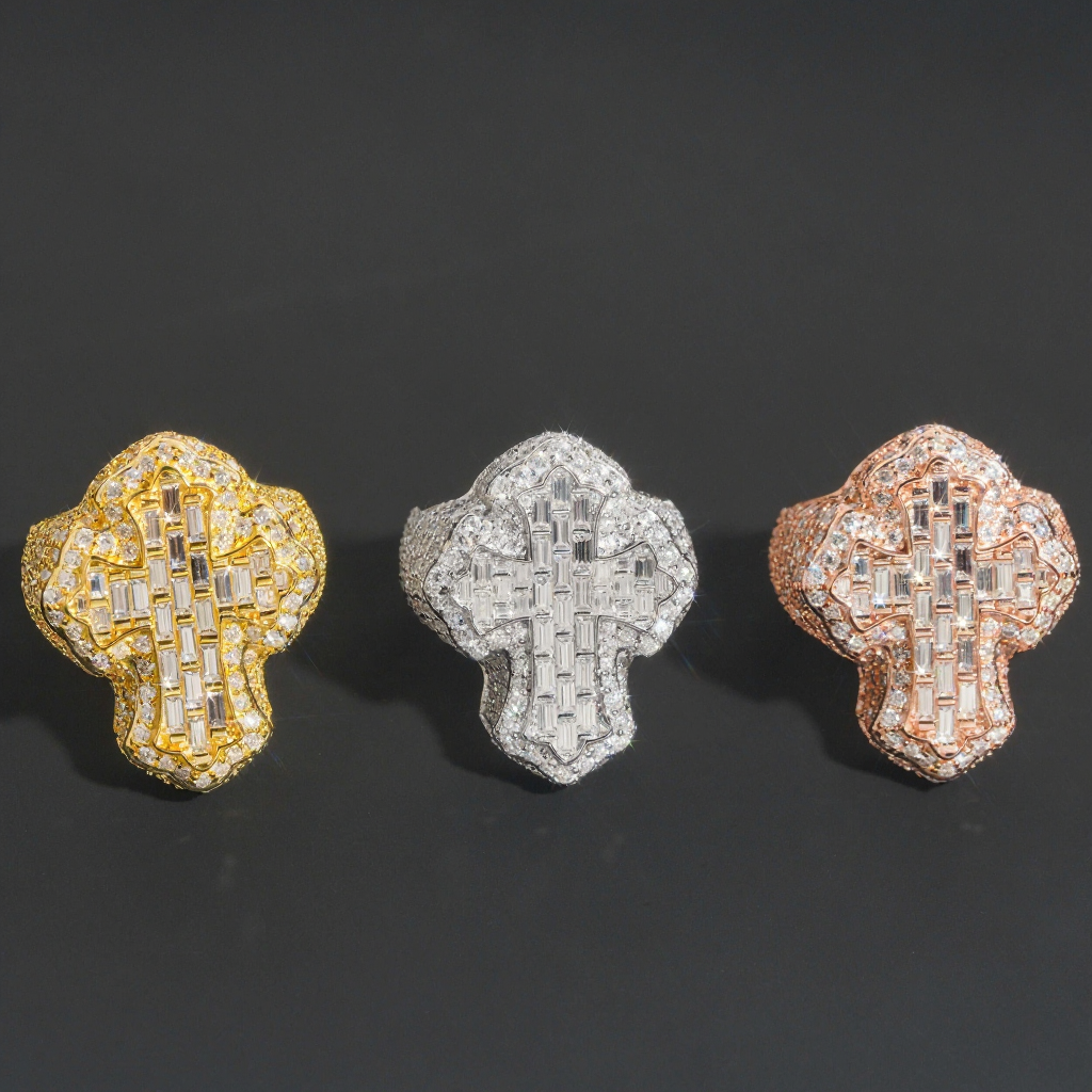 GRA Certificate Cross Moissanite Ring 18k Gold