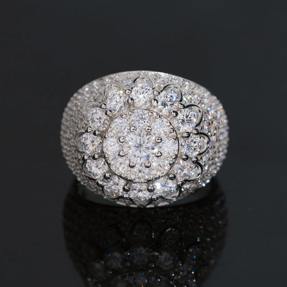 S925 Moissanite Flower Hip Pop Ring