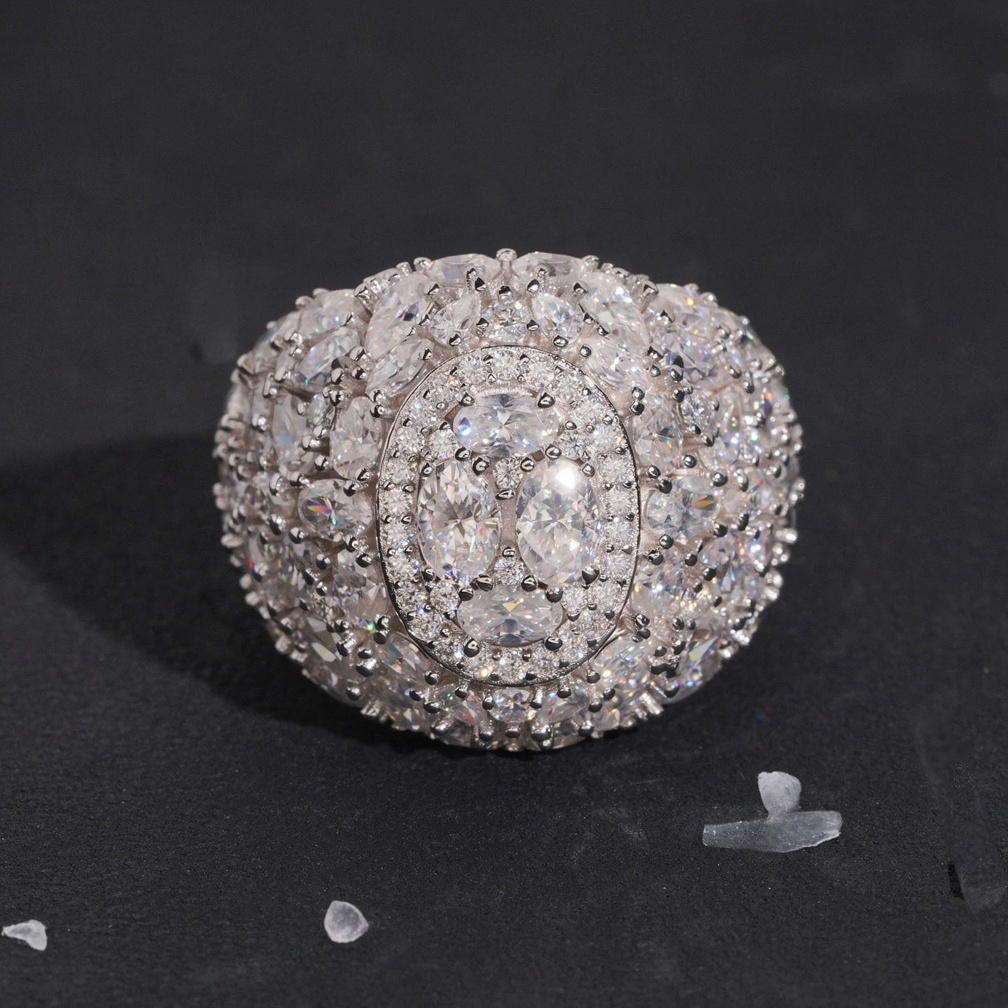 Oval Shape Hip Hop Moissanite Mens Ring
