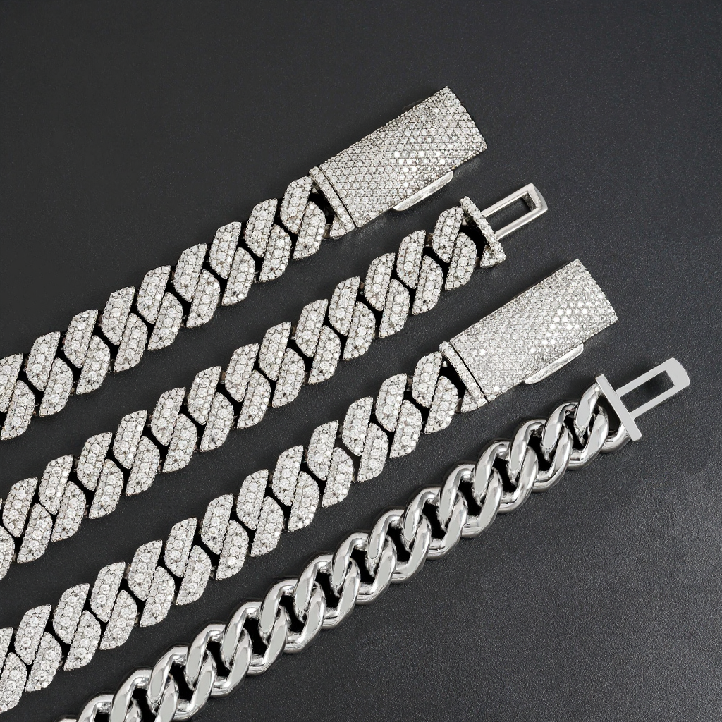 Popular 13MM Two Row Moissanite Cuban Link Chain