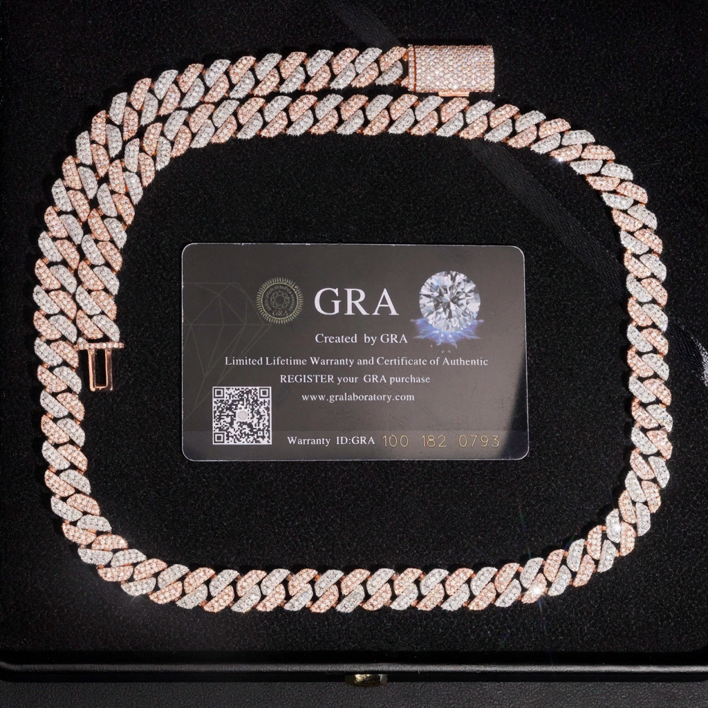 ZUANFA 10MM 3 Rows Moissanite Cuban Link Chain