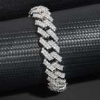 15mm Width Regular Miami Moissanite Solid Silver 925 Cuban Link Chain