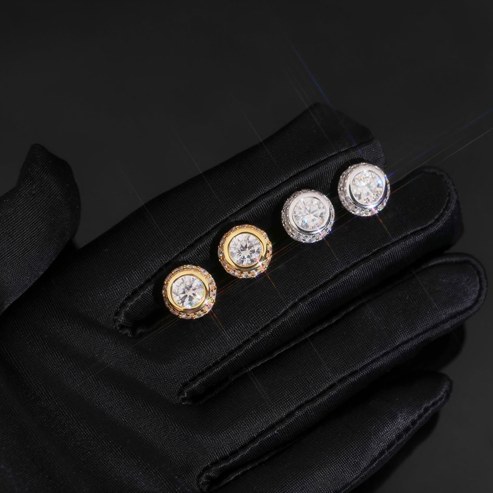 6.5mm Center Stone Bezel Setting Moissanite Earrings