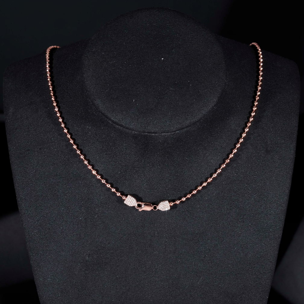 Moissanite Lock 3mm Bead Chain Necklace