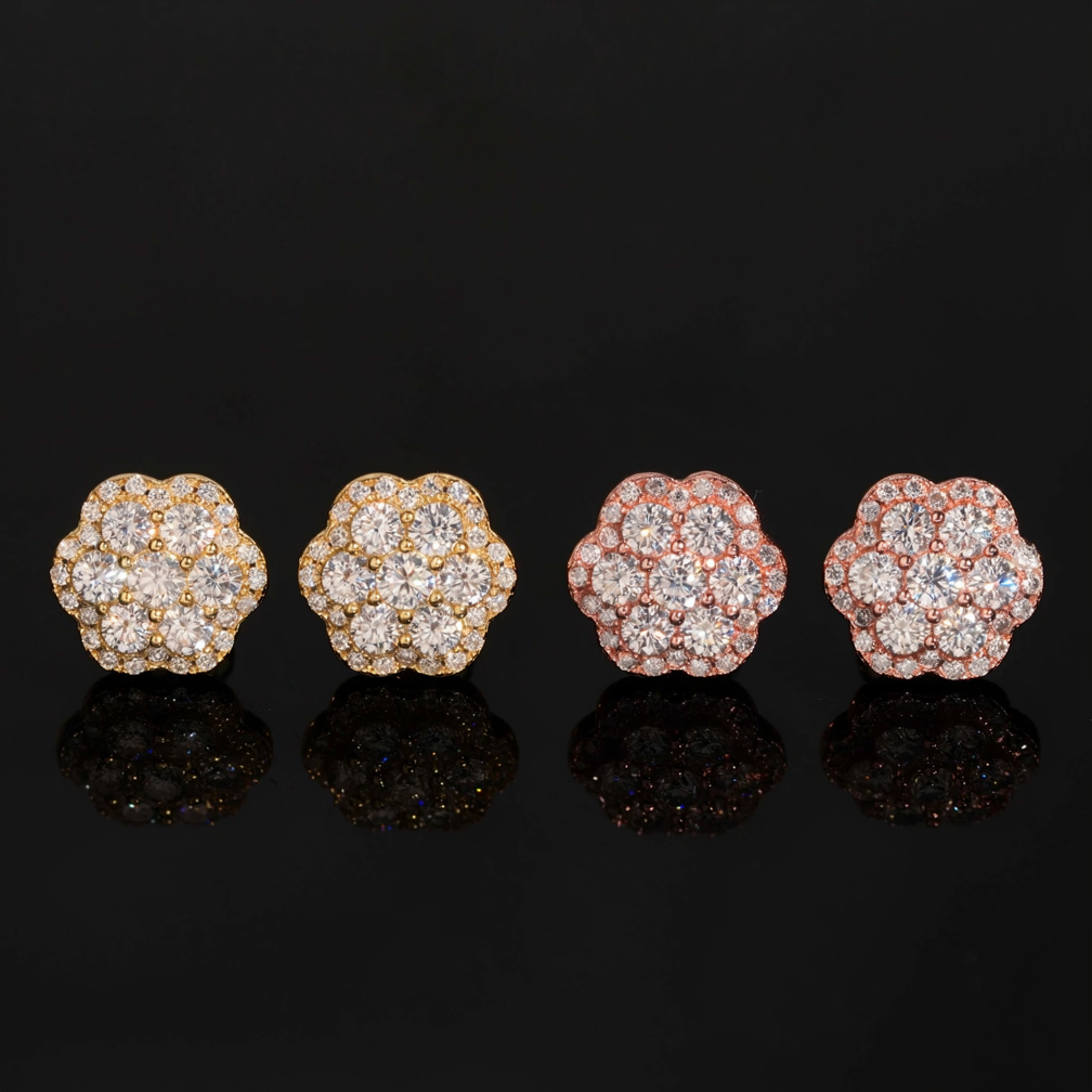 Zuanfa Moissanite Cluster Flower Earrings