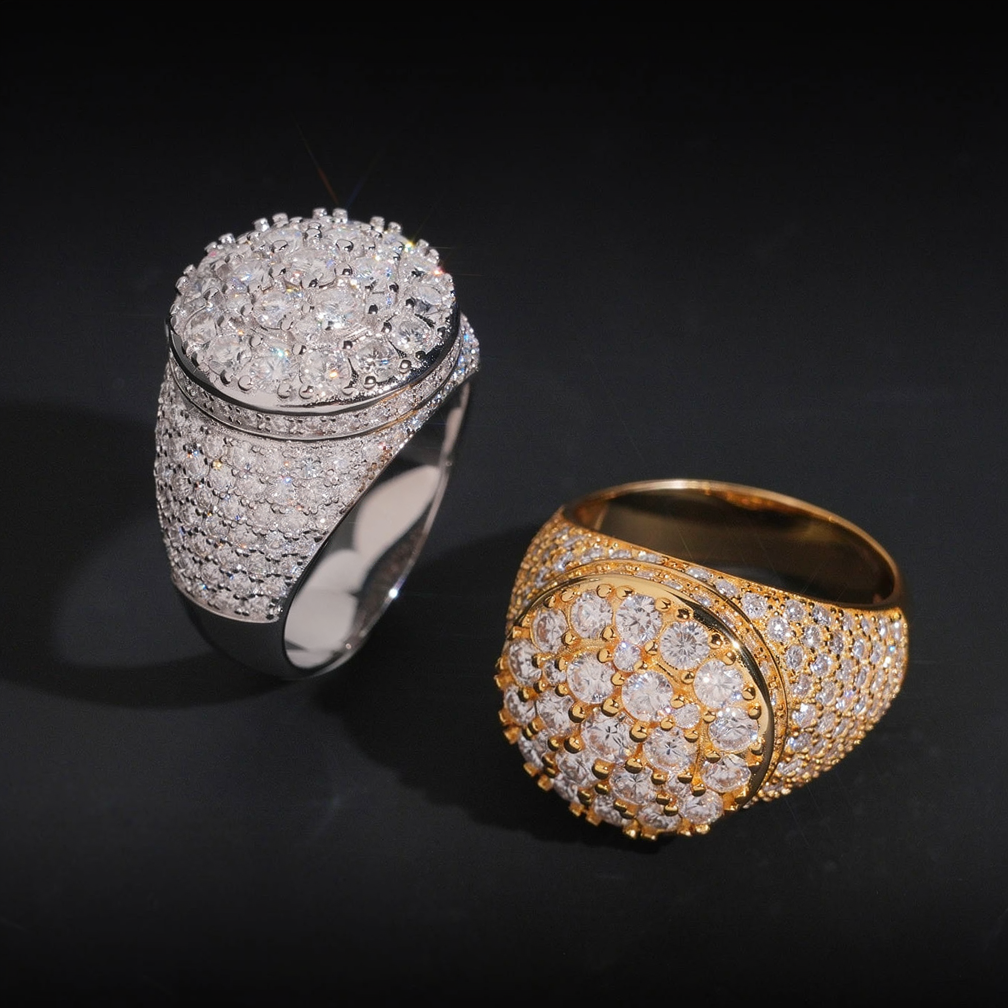 Iced Out Moissanite Mens Ring