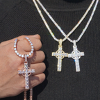 Cross Moissanite Diamond 18k Gold Plated Pendant