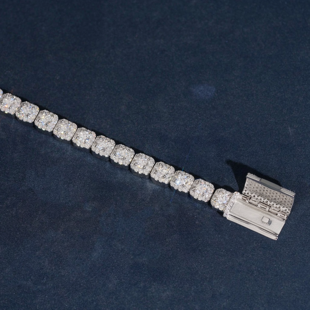 Zuanfa 6MM Moissanite Cluster Tennis Bracelet