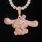 Cute Dog 18k Gold Plated Diamond Pendant