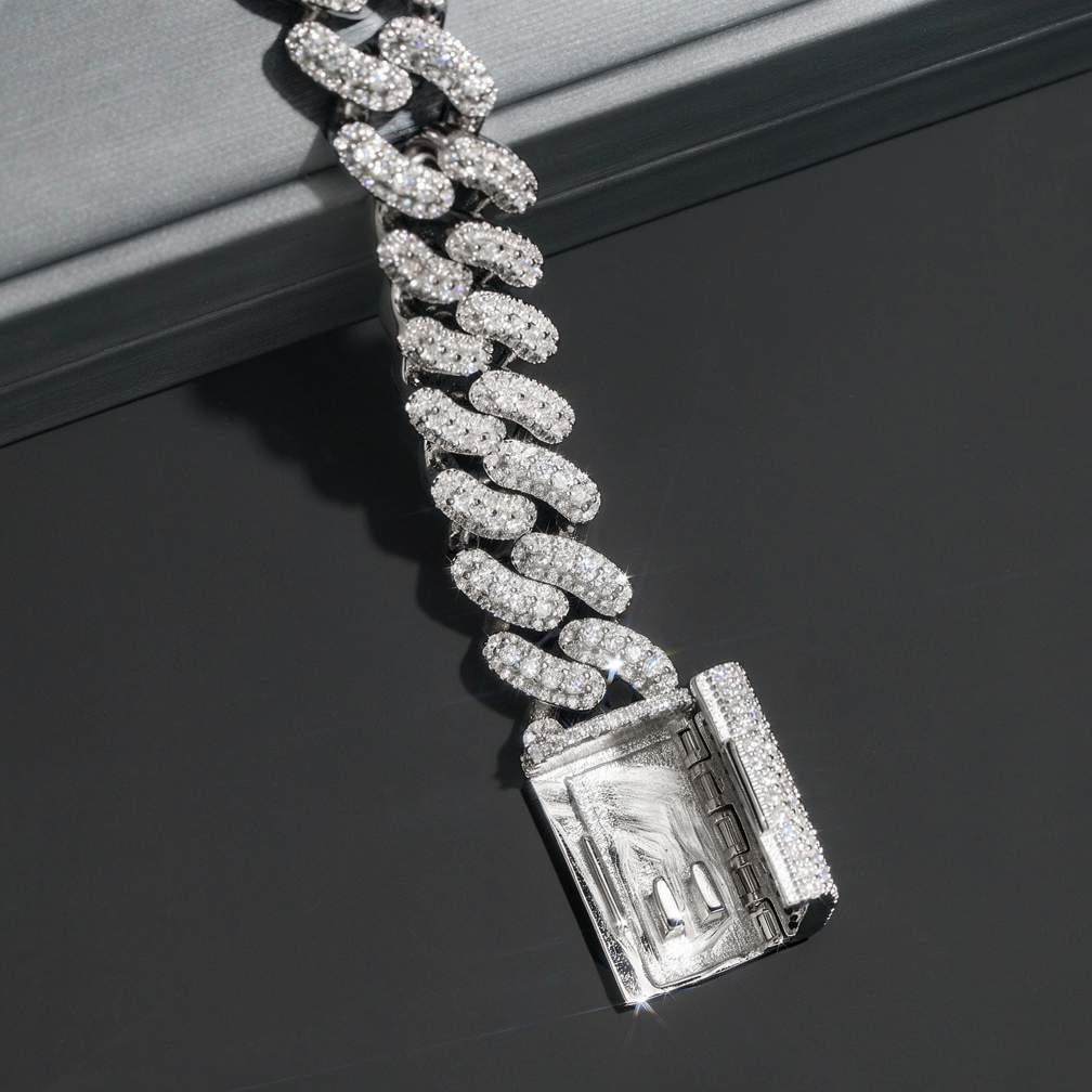 15mm width brass zircon miami cuban bracelet cuban chain